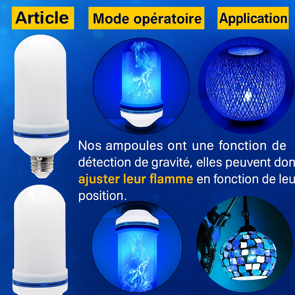 Maison Elvion – Ampoule LED effet flamme – Éclairage décoratif à flamme dynamique – 9W 750 lumens – Culot standard – Ambiance chaleureuse pour Halloween et la décoration intérieure