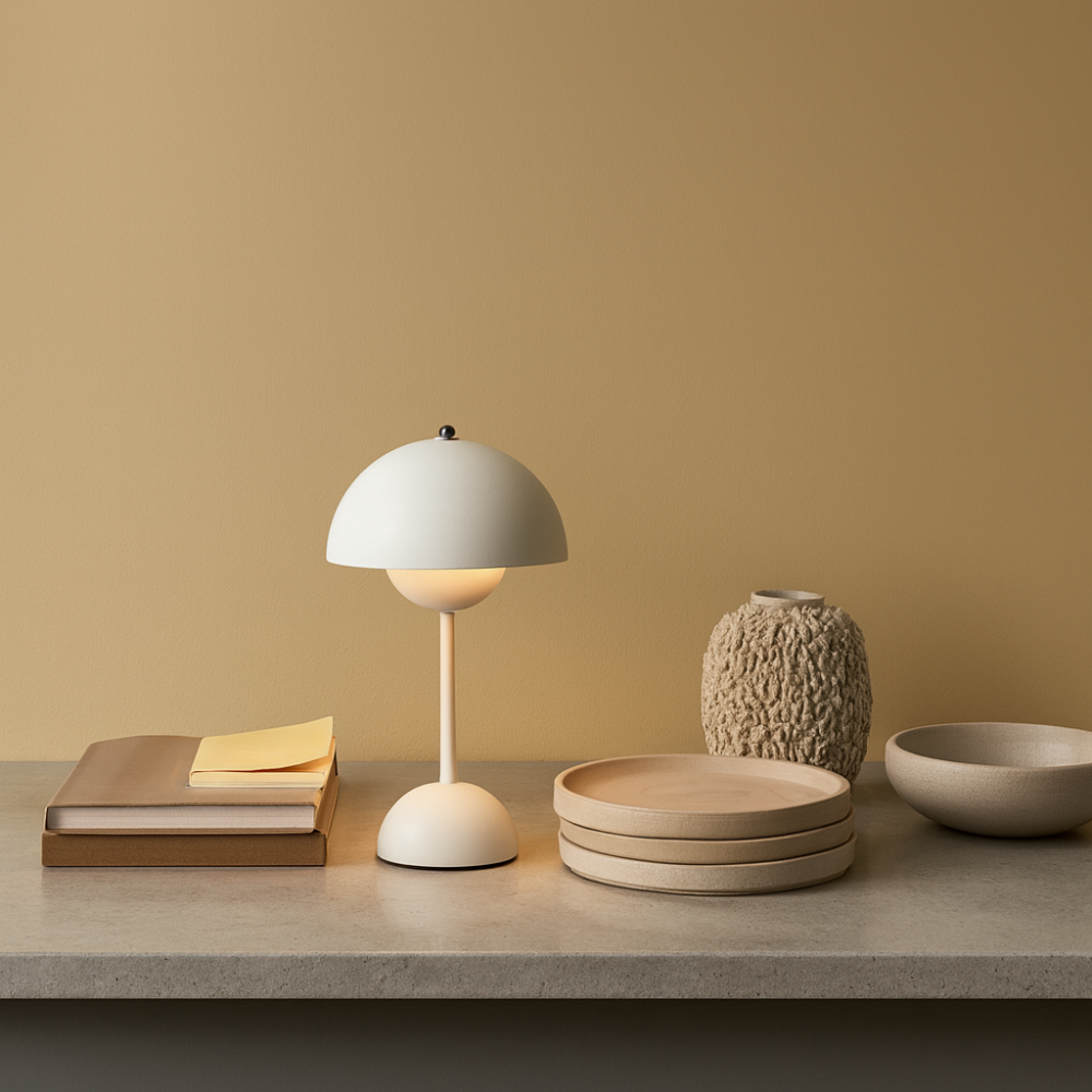 AuroraGlo – Lampe de table LED sans fil – Design moderne – Flowerpot V2 – 3 niveaux de luminosité