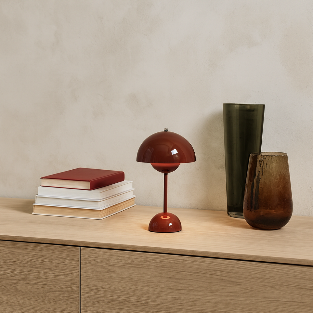 AuroraGlo – Lampe de table LED sans fil – Design moderne – Flowerpot V2 – 3 niveaux de luminosité