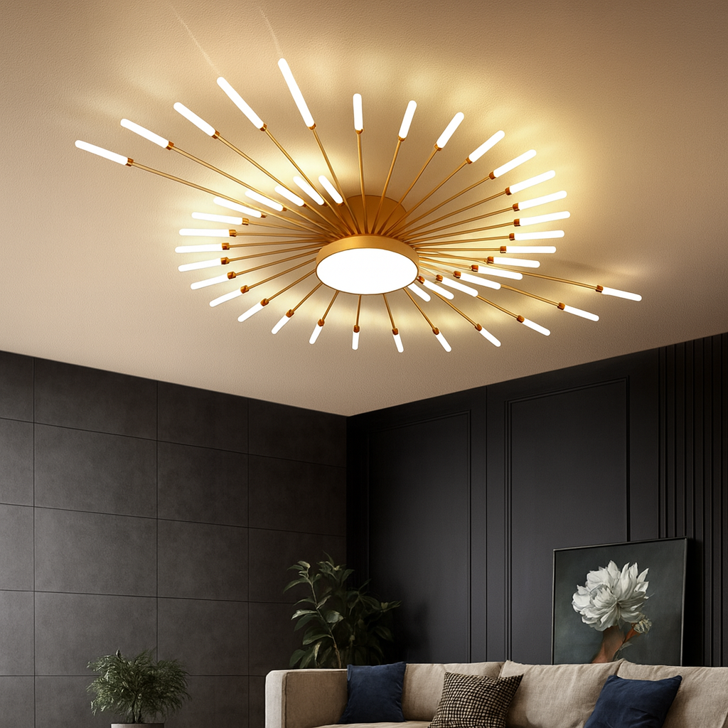 Birgit – Lustre en Métal et Verre – Forme Éventail Moderne – Éclairage Élégant pour Salon et Salle à Manger