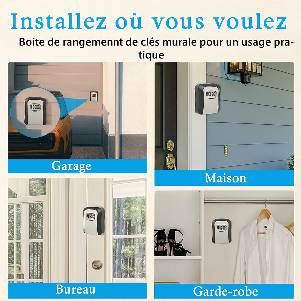 Maison Elvion – Boîte à clés sécurisée à combinaison – Coffre de rangement résistant aux intempéries – Solution pratique pour clés de secours à domicile ou au bureau