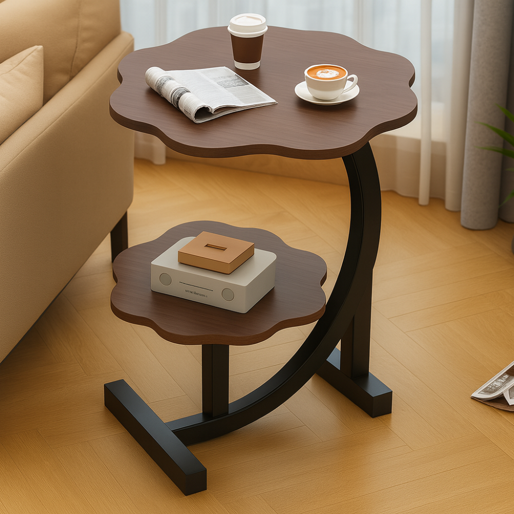 Caliora – Table d’appoint portable de luxe – Deux niveaux fonctionnels – Design compact et élégant pour intérieur moderne