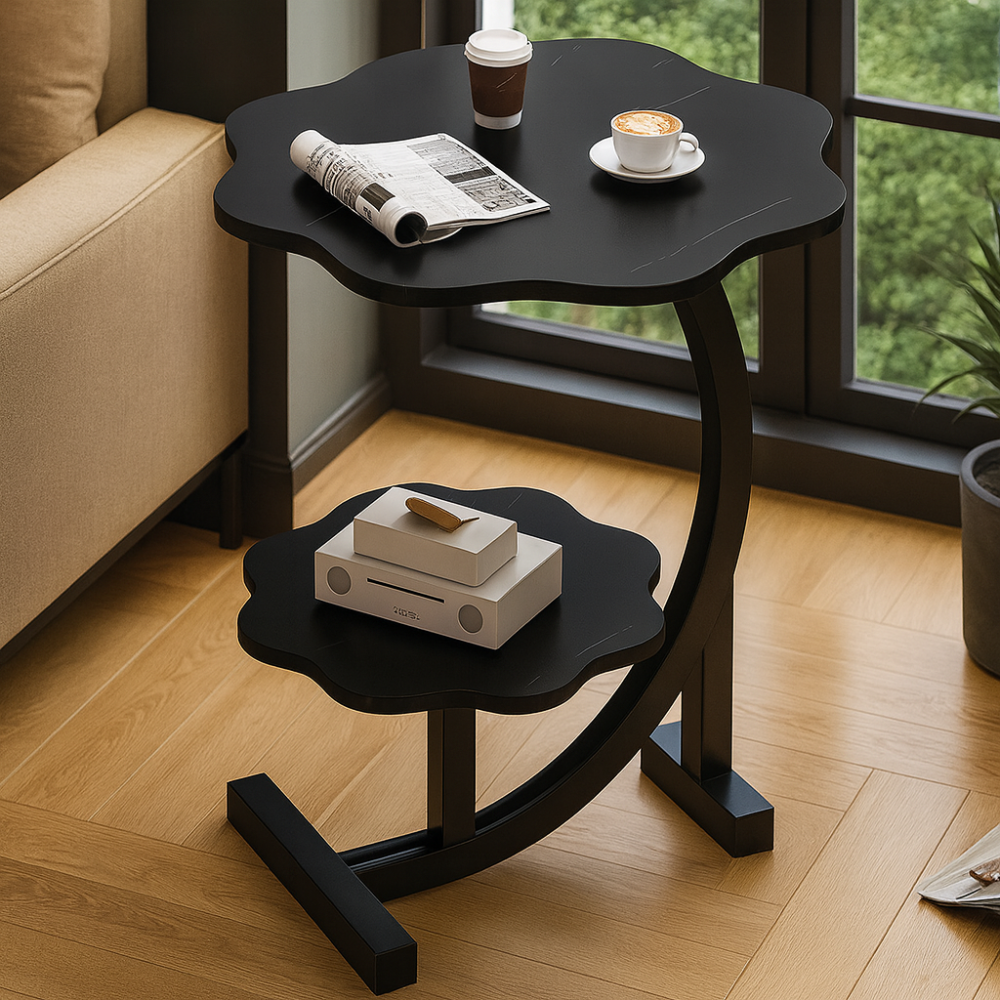 Caliora – Table d’appoint portable de luxe – Deux niveaux fonctionnels – Design compact et élégant pour intérieur moderne