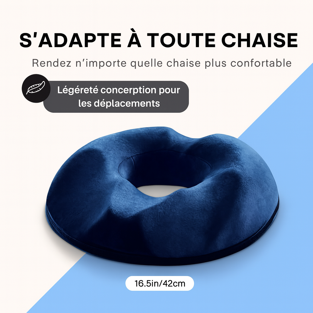 Maison Elvion – Coussin de siège ergonomique en mousse à mémoire de forme – Forme anneau – Housse amovible lavable – Confort pour le coccyx et l’assise prolongée – Idéal pour la maison, le bureau et le voyage