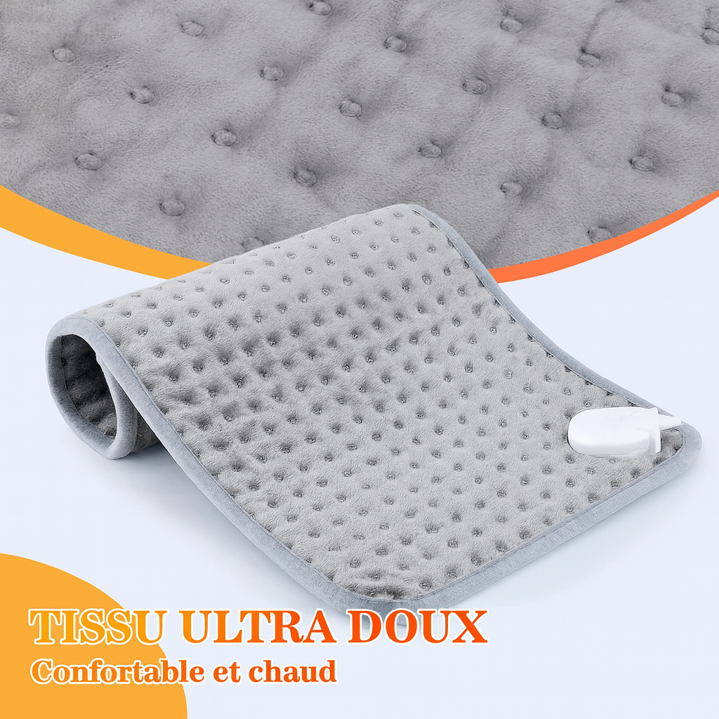 Maison Elvion – Coussin chauffant électrique multifonction – 9 niveaux de température – Minuterie automatique – Tissu doux en laine – 30 × 60 cm – Utilisation domestique et thérapeutique