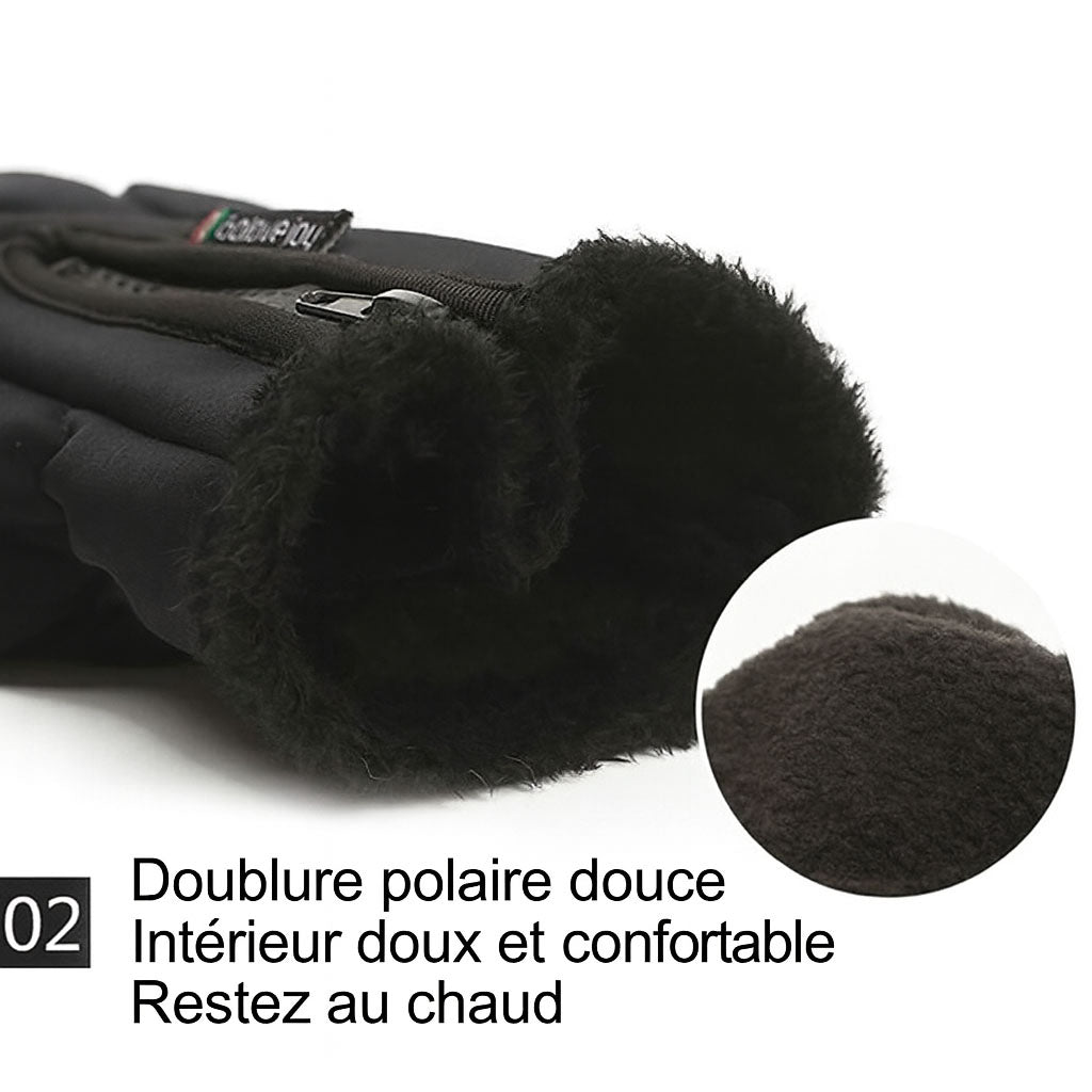 Maison Elvion – Gants thermiques imperméables – Compatibles avec les écrans tactiles – Doublure polaire chaude – Fermeture zippée pratique – Idéals pour les activités extérieures par temps froid