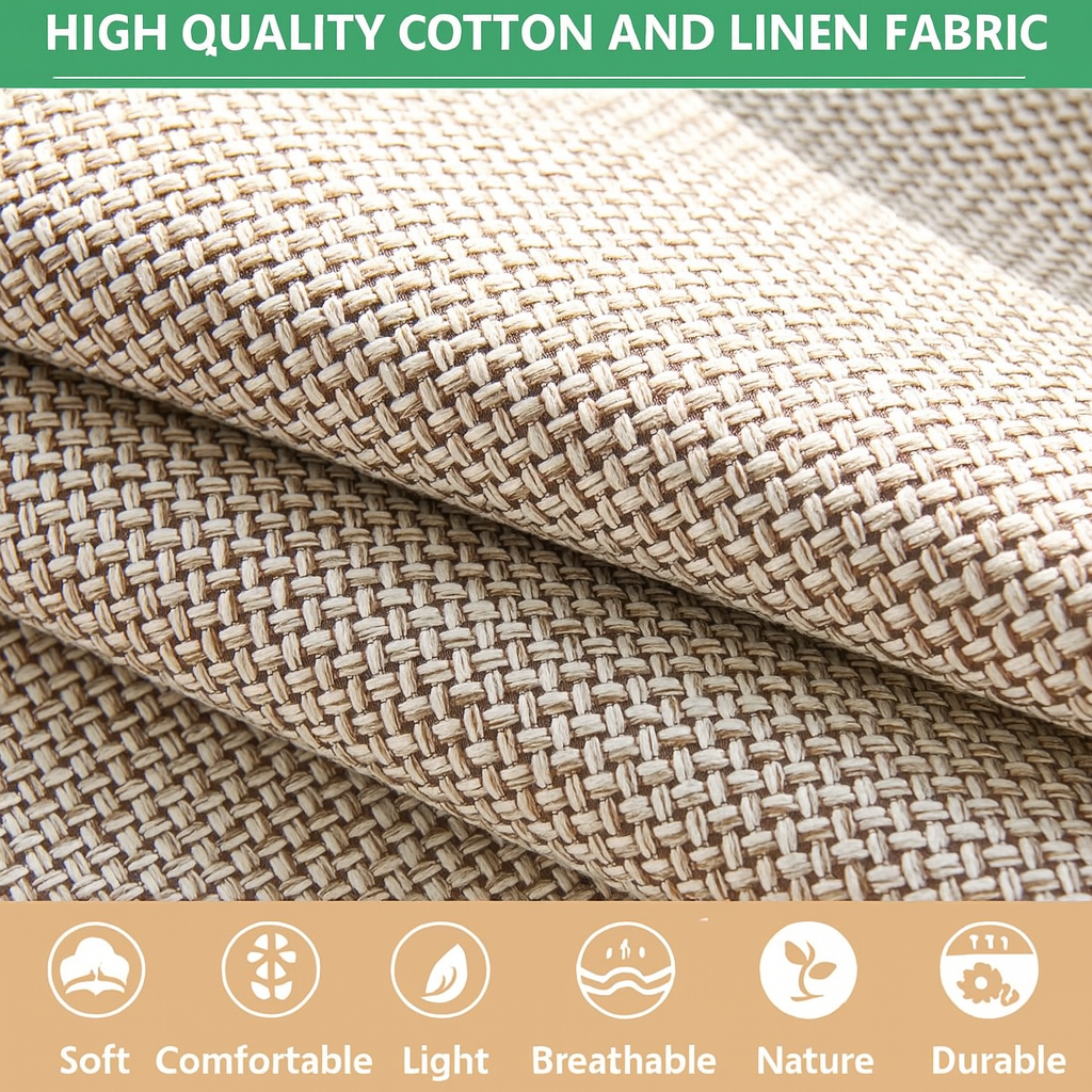Housse de canapé universelle antidérapante – Coton et lin –  Beige kaki – Pour canapés droits et d’angle