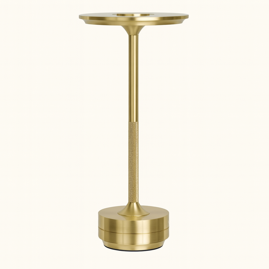 Maison Elvion – Lampe de table LED moderne – Finition or, argent et noir – Commande tactile à 3 niveaux de luminosité – Rechargeable par USB-C – Design en aluminium durable