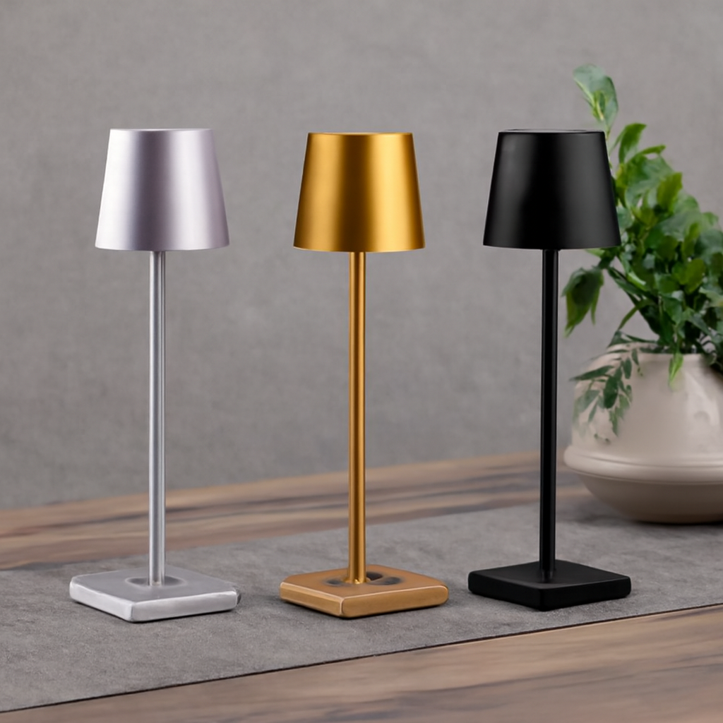 NORDIA – Lampe de table LED sans fil rechargeable – Métal – Design scandinave – 3 niveaux de luminosité