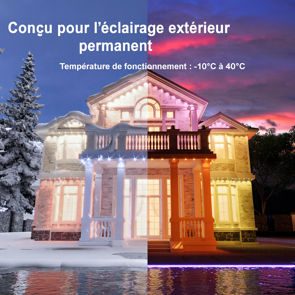 Novostella Vitopia – Guirlande LED extérieure intelligente RGBIC – Lumière multicolore permanente – Contrôle via app, télécommande et voix – Étanche