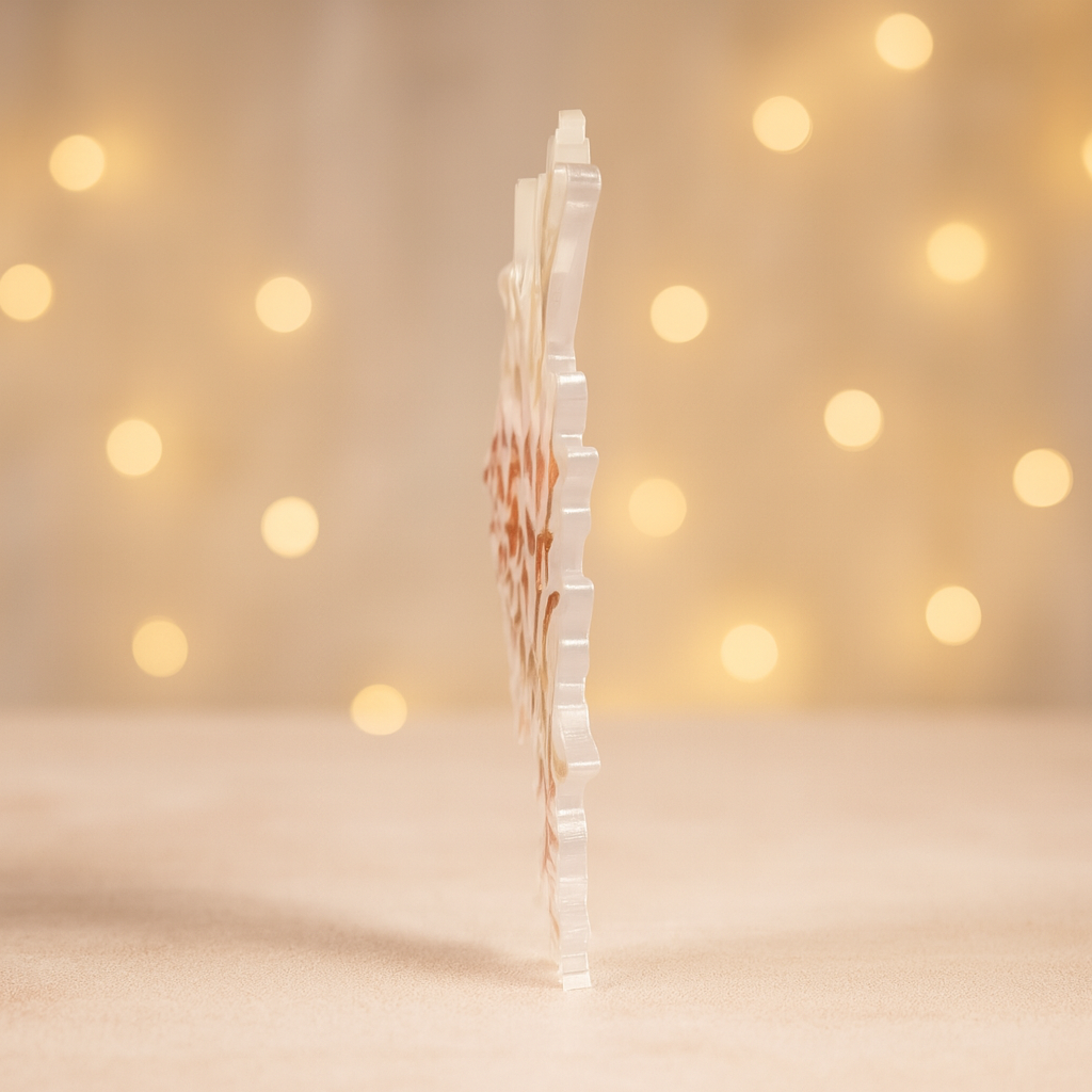 Ornement de Noël en acrylique 2D – Colibri – Double face – Cristal léger – 4 × 4 inches – Décoration arbre, fenêtre et table