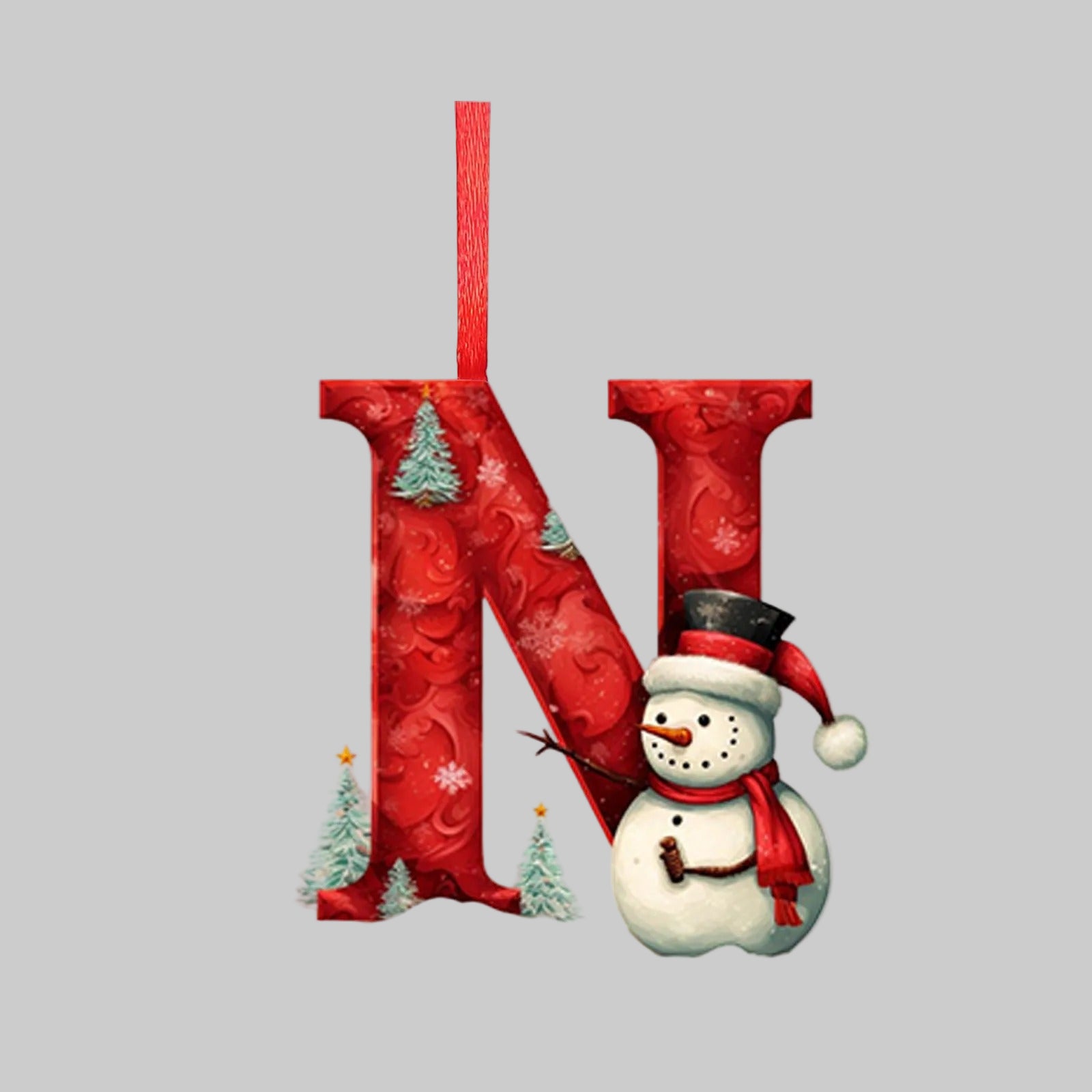 Ornements lettres de Noël en acrylique A-Z – 26 pièces – Suspendus pour arbre, décoration intérieure et festive – Noël 2025