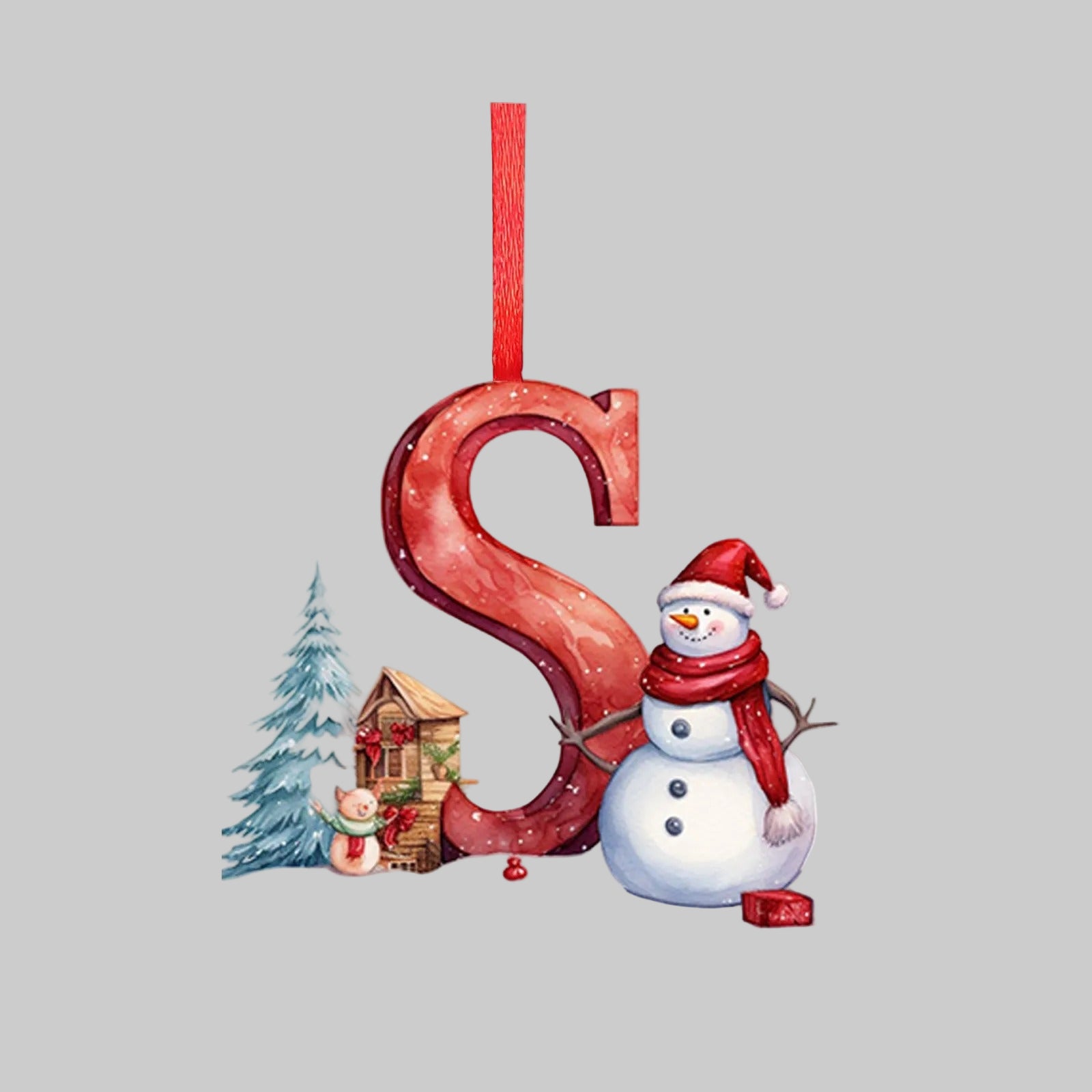 Ornements lettres de Noël en acrylique A-Z – 26 pièces – Suspendus pour arbre, décoration intérieure et festive – Noël 2025