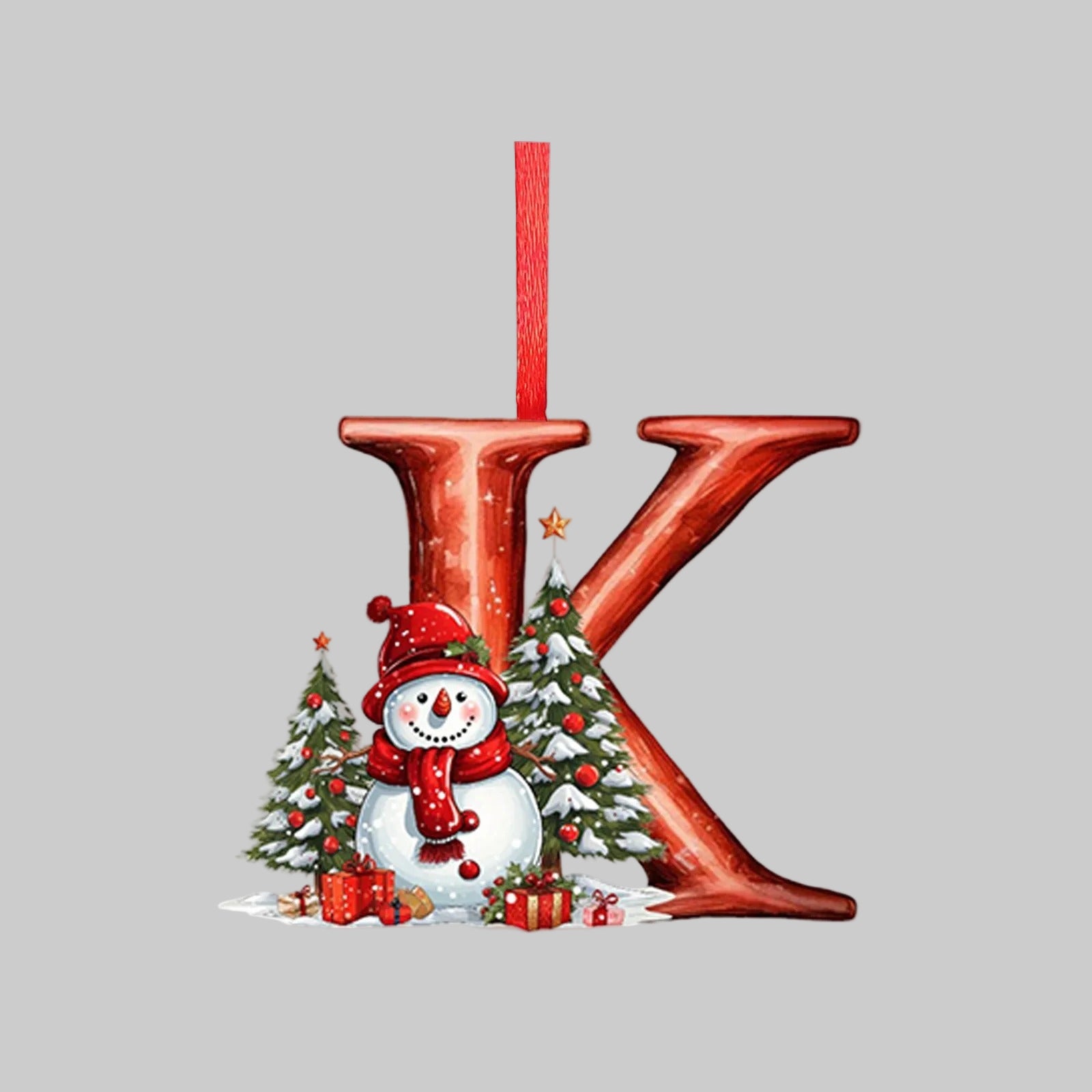 Ornements lettres de Noël en acrylique A-Z – 26 pièces – Suspendus pour arbre, décoration intérieure et festive – Noël 2025