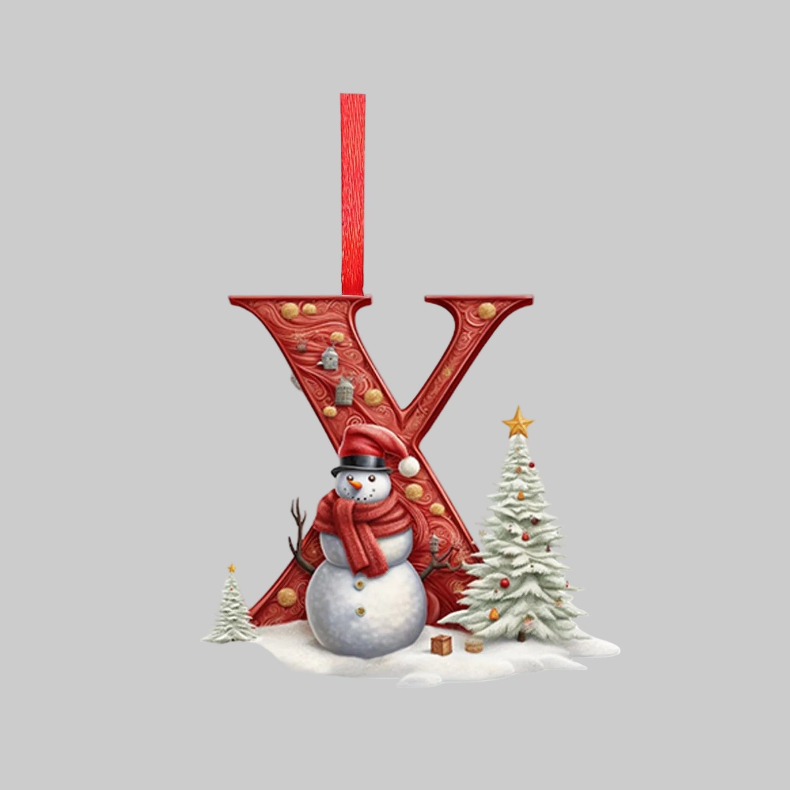 Ornements lettres de Noël en acrylique A-Z – 26 pièces – Suspendus pour arbre, décoration intérieure et festive – Noël 2025