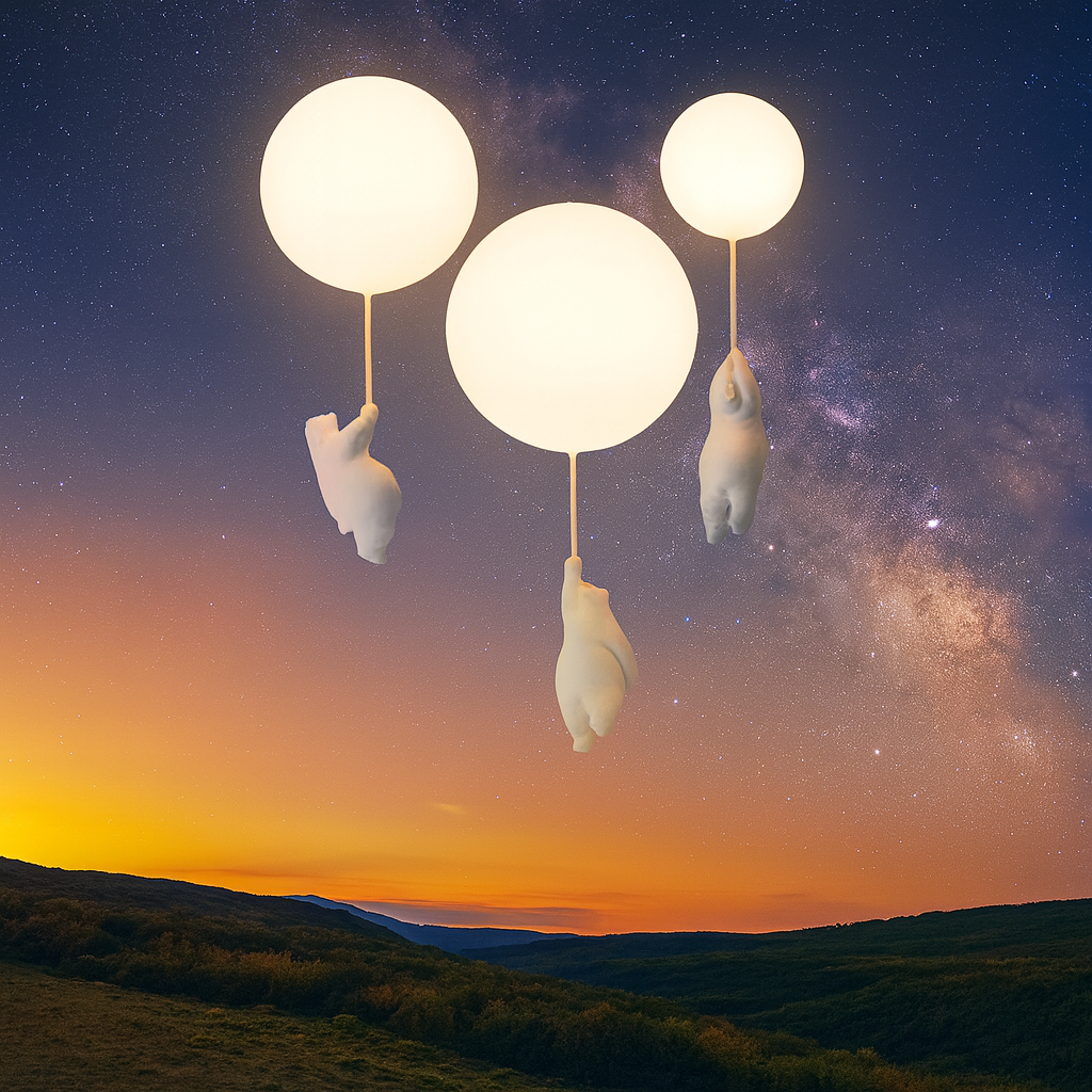 Maison Elvion – Plafonnier pour enfants avec ours et ballon – Design CloudBear – LED intégrée 3000K – Éclairage décoratif pour chambre d’enfant – Ø40 cm