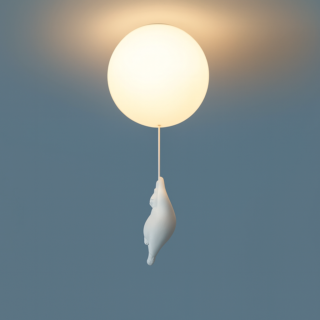 Maison Elvion – Plafonnier pour enfants avec ours et ballon – Design CloudBear – LED intégrée 3000K – Éclairage décoratif pour chambre d’enfant – Ø40 cm