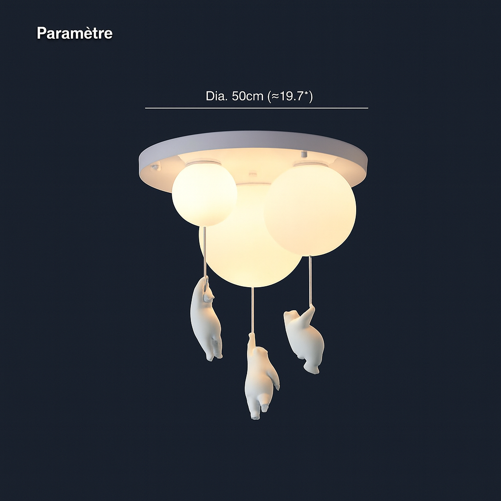 Maison Elvion – Plafonnier pour enfants avec ours et ballon – Design CloudBear – LED intégrée 3000K – Éclairage décoratif pour chambre d’enfant – Ø40 cm