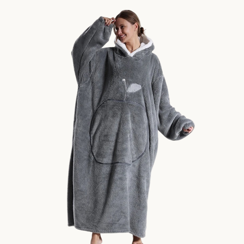 Maison Elvion – Poncho plaid long en polaire – Coupe ample et chaude – Longueur jusqu’aux chevilles – Tissu doux et respirant – Idéal pour l’hiver à la maison