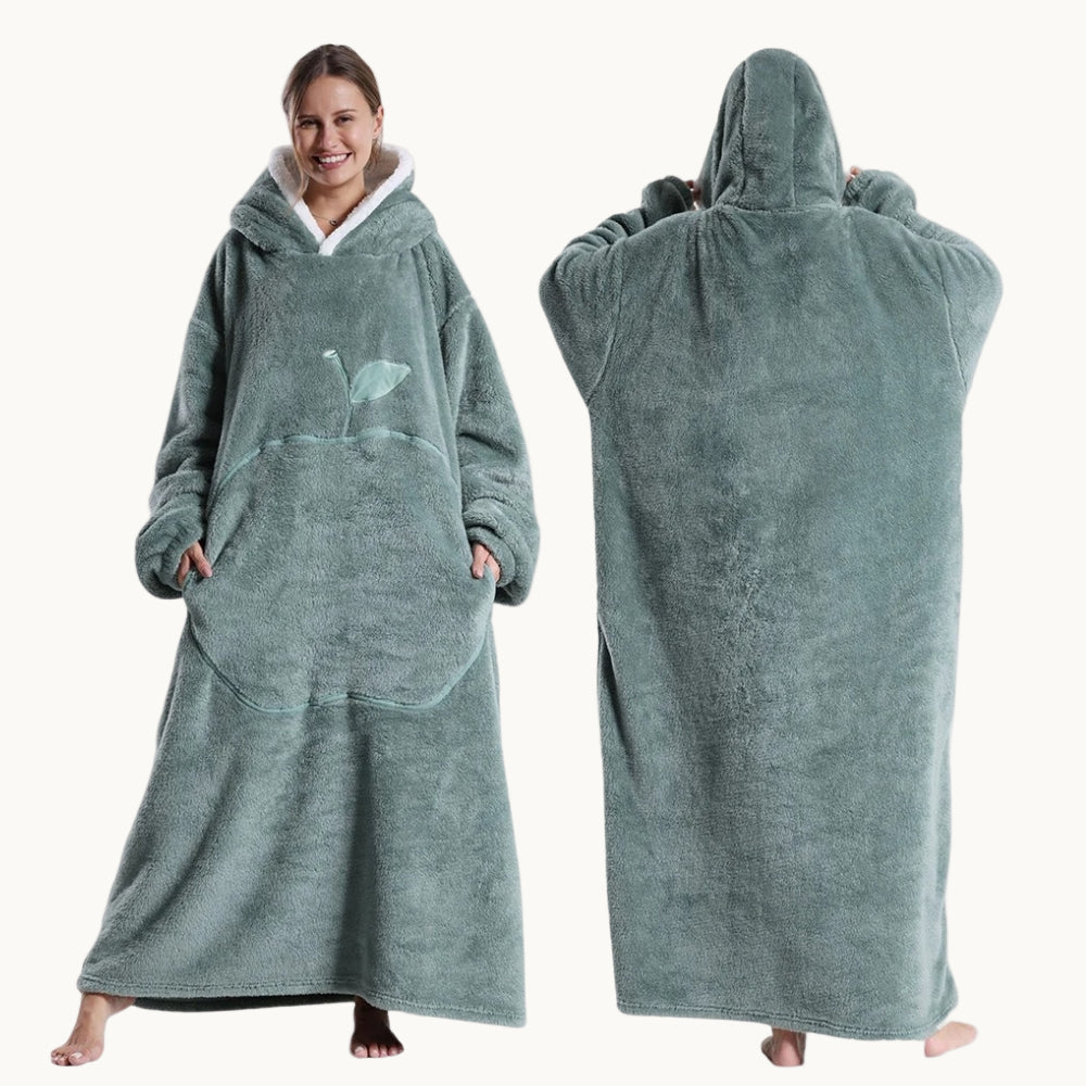 Maison Elvion – Poncho plaid long en polaire – Coupe ample et chaude – Longueur jusqu’aux chevilles – Tissu doux et respirant – Idéal pour l’hiver à la maison