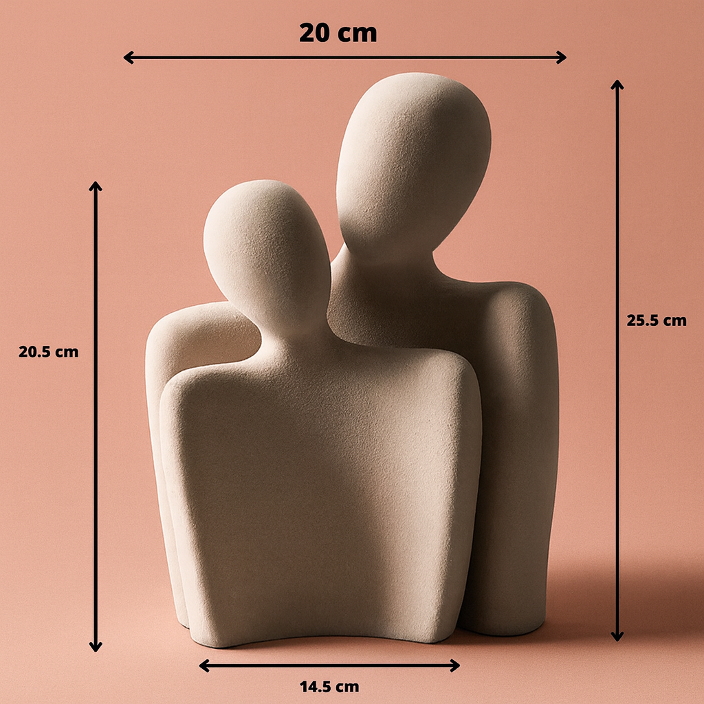 Maison Elvion – Sculpture décorative en céramique – Design abstrait de couple enlacé – Expression artistique de l’union et de la complicité – Élément décoratif pour la maison, le bureau ou idée cadeau