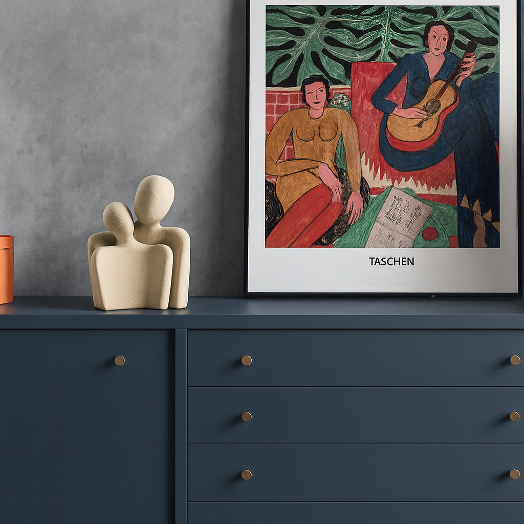 Maison Elvion – Sculpture décorative en céramique – Design abstrait de couple enlacé – Expression artistique de l’union et de la complicité – Élément décoratif pour la maison, le bureau ou idée cadeau