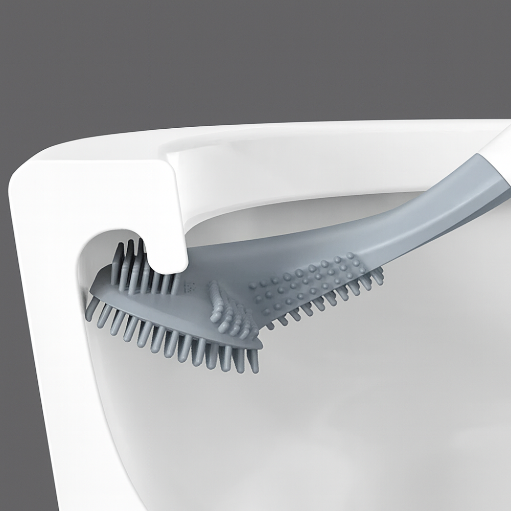 SmartBrush – Brosse de toilette intelligente – Tête flexible en L – Poils en TPR anti-saleté – Support mural sans perçage