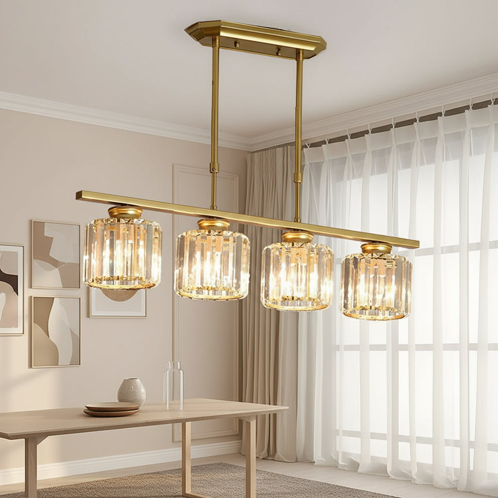 Maison Elvion – Suspension design nordique à plusieurs têtes – Verre et fer – Éclairage moderne pour îlot de cuisine, salle à manger ou salon – 3 ou 4 lampes réglables