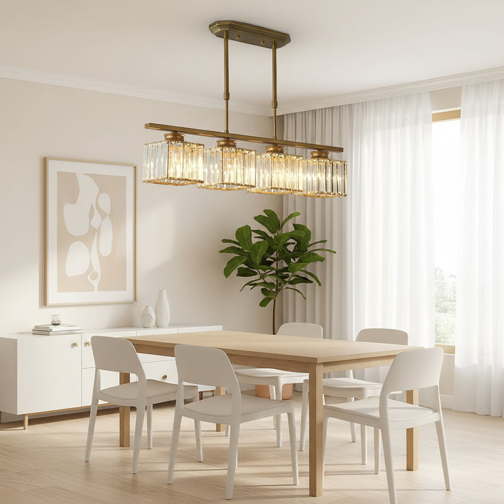 Maison Elvion – Suspension design nordique à plusieurs têtes – Verre et fer – Éclairage moderne pour îlot de cuisine, salle à manger ou salon – 3 ou 4 lampes réglables
