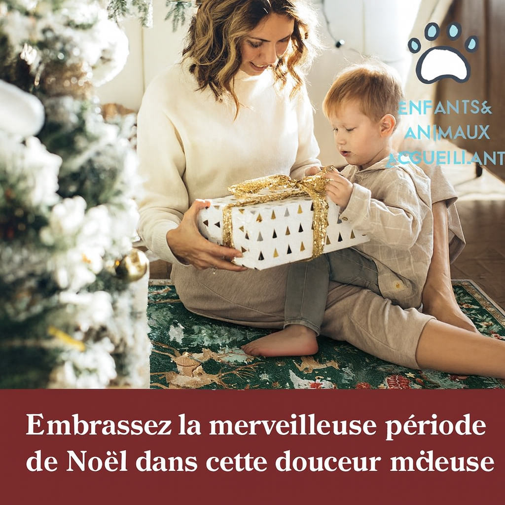 Tapis de couloir de Noël – Rouge festif – Fausses fibres de laine ultra-douces – Dos antidérapant TPE – Lavable en machine – Sécurisé enfants et animaux