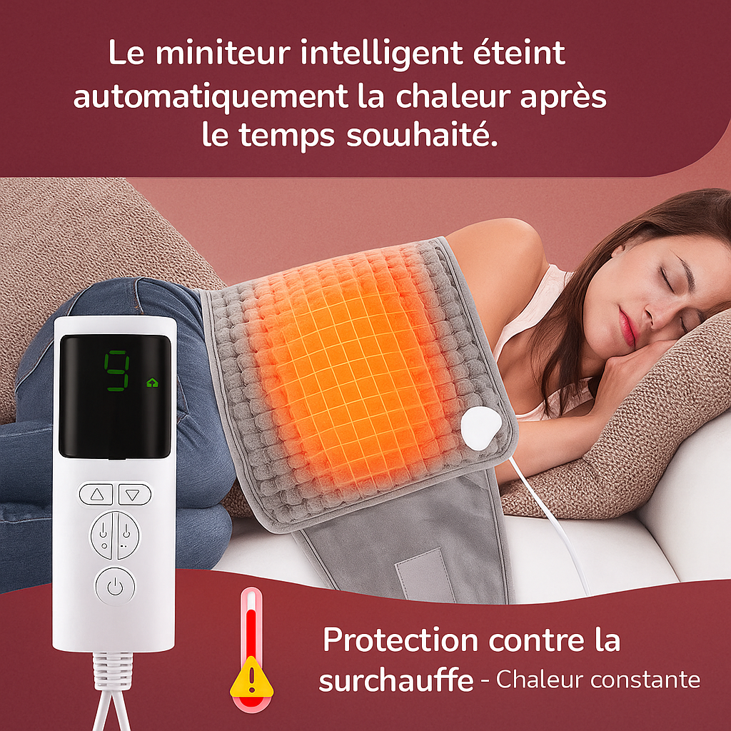 Maison Elvion – Attelle thermique – Ceinture chauffante pour le bas du dos – Ajustable 125 × 30 cm – Avec télécommande et minuterie – Soulagement musculaire et stimulation de la circulation sanguine