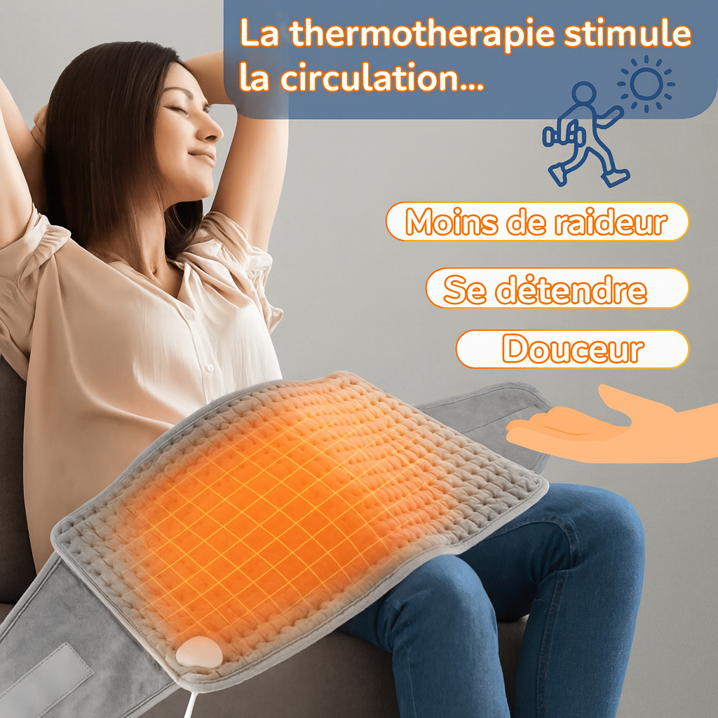 Maison Elvion – Attelle thermique – Ceinture chauffante pour le bas du dos – Ajustable 125 × 30 cm – Avec télécommande et minuterie – Soulagement musculaire et stimulation de la circulation sanguine