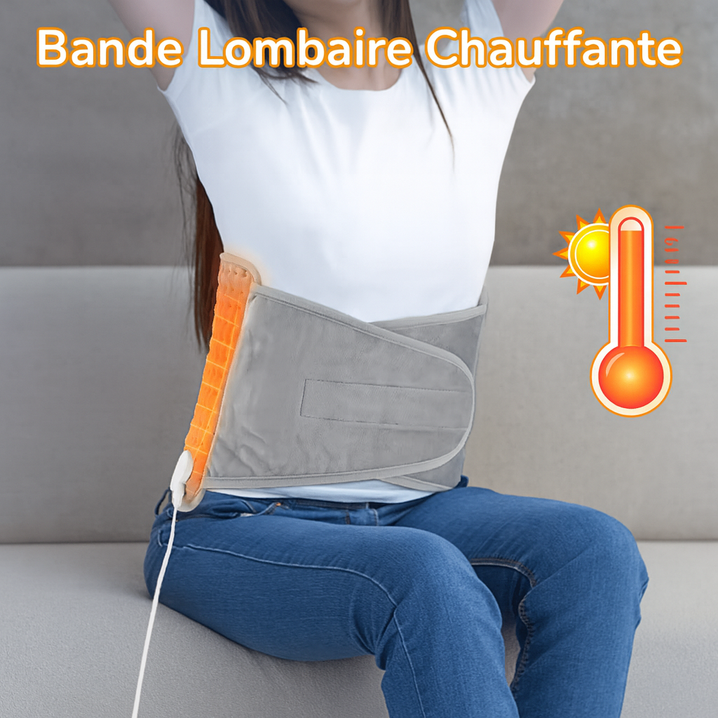Maison Elvion – Attelle thermique – Ceinture chauffante pour le bas du dos – Ajustable 125 × 30 cm – Avec télécommande et minuterie – Soulagement musculaire et stimulation de la circulation sanguine
